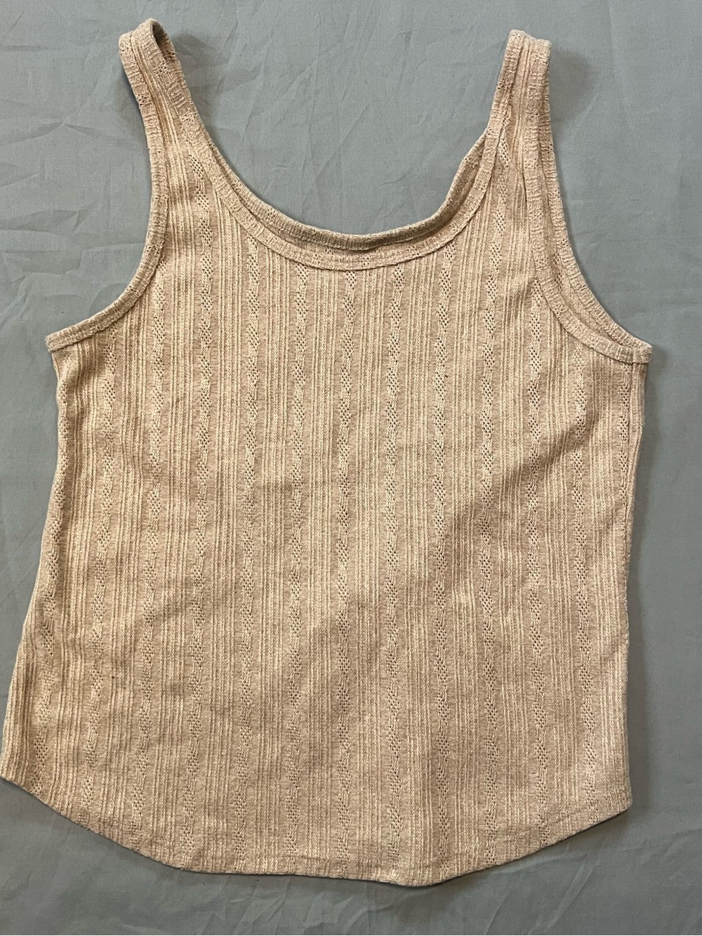 Women's Cream Ribbed Knit Tank Top